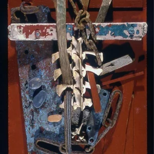 Assemblage - Wood, Mixed Media 28.26 cm x 57.15 cm (19" x 22.5") Available